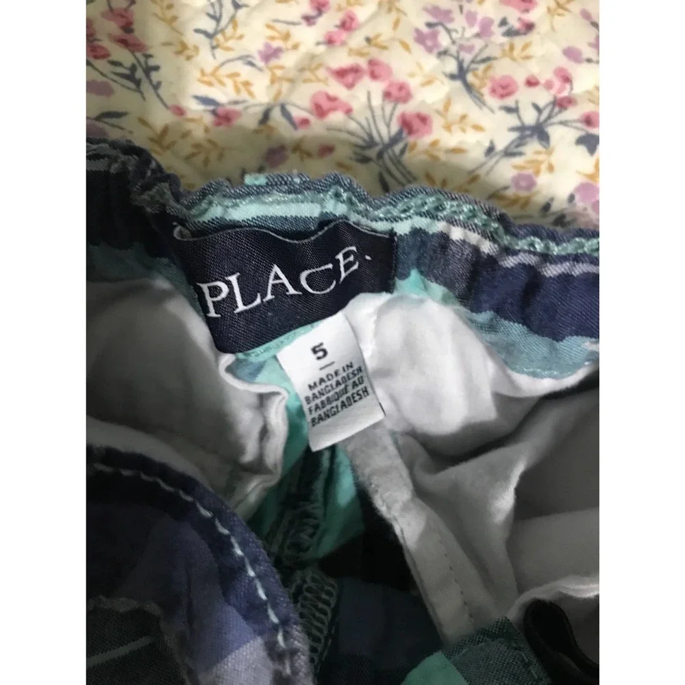 The‎ Childrens Place Shorts Blue Teal Plaid Chino Boys Size 5
